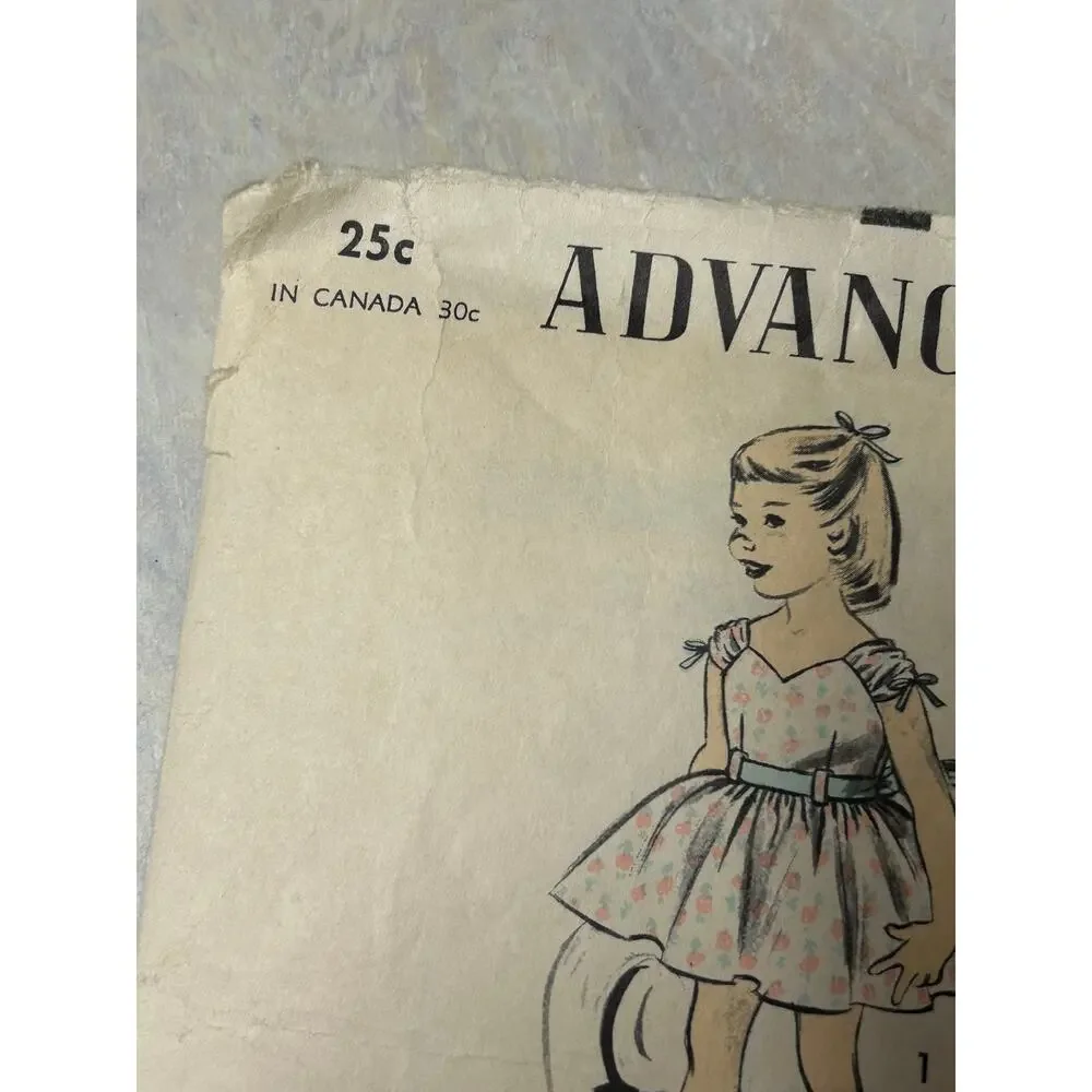 Vintage 1950's Advance Pattern #6409 Girls Full Skirted Dress Size‎ 6 HTF